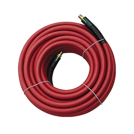 Interstate Pneumatics Red Rubber Hose 3/8 Inch x 25 feet 1/4 Inch NPT Ball Swivel Fitting HA46-025EBS